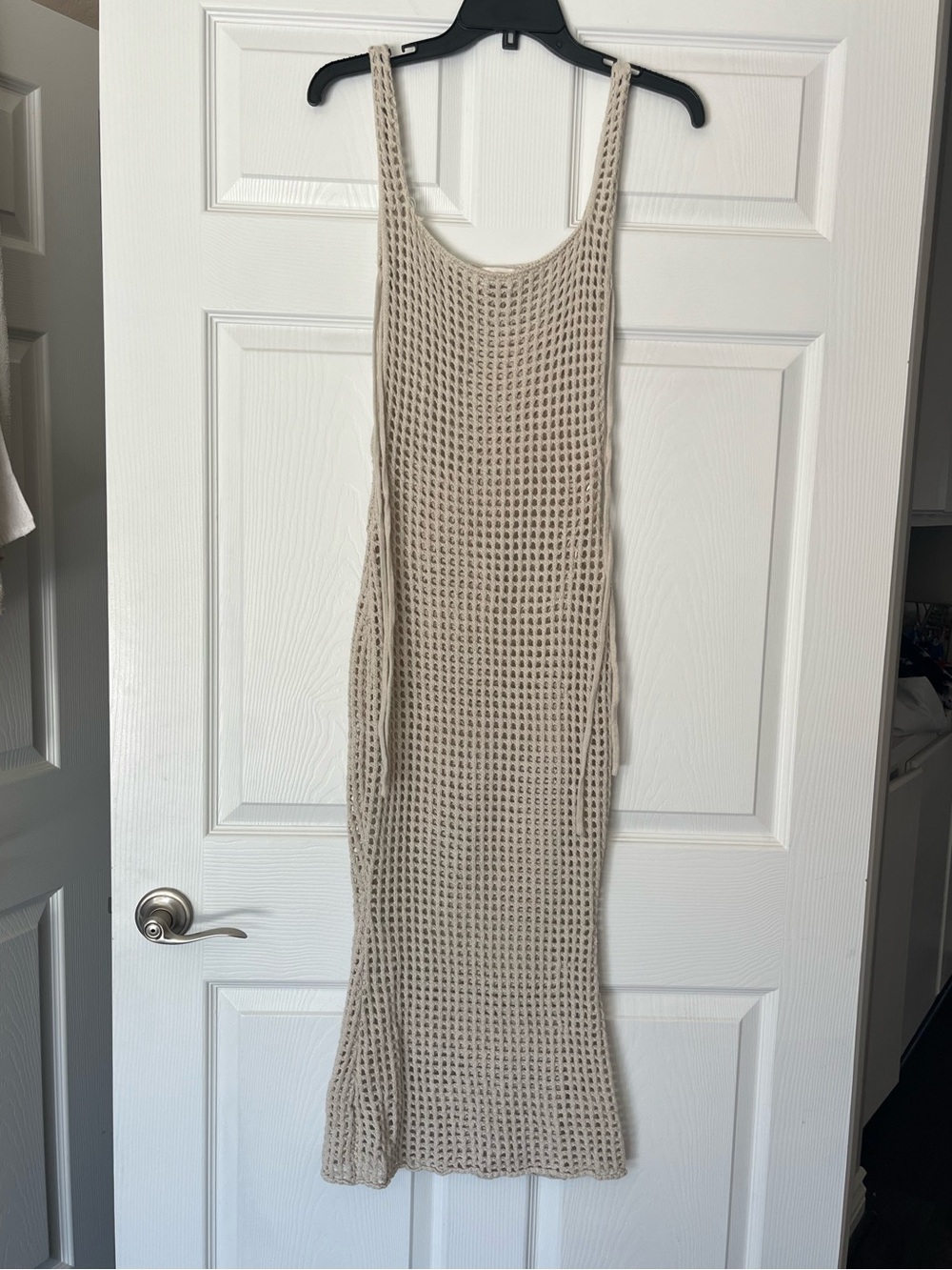 Beige Botany Crochet Knit Maxi Dress
